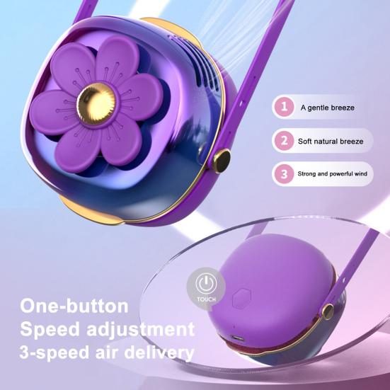 Handheld Fan with Lanyard USB Charging Portable Neck Hanging Mini Fan Cute Summer Gadget for Travel Outdoor