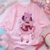 Anime Kawaii Baskı T-shirt Kadın Harajuku Estetik Pembe Üstleri Emo Tshirt 2021 Yeni Yaz Kore Moda Y2k Rahat Kadın T Shirt