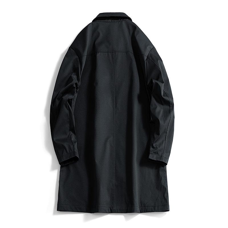 Men's Mid-Length Balmacaan Trench Coat with Rivet Detail - Versatile British Style Outerwear