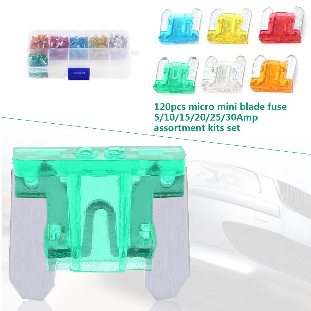 120Pcs 5A 30A Assortment Micro Mini Blade Fuse Set Kit For Car Auto Truck SUV