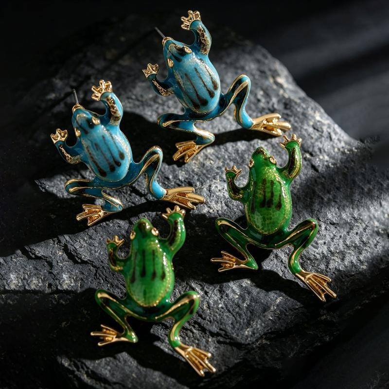 Cute Cartoon Frog Earrings Hip Hop Rock Quirky Creative Personality Fashion Jewelry for Women Dating Gift