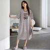 One-piece Nightdress with Chest Pad, Women's Summer Thin Cotton Short-sleeved Long Skirt, Pajamas, Summer Large-size Casual Loungewear