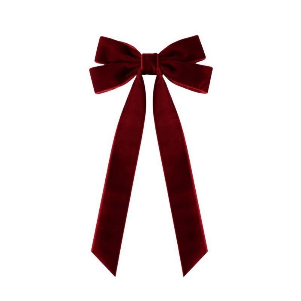 5Pcs Velvet Christmas Bow Ornament Solid Color Xmas Hanging Pendant  Christmas Decor