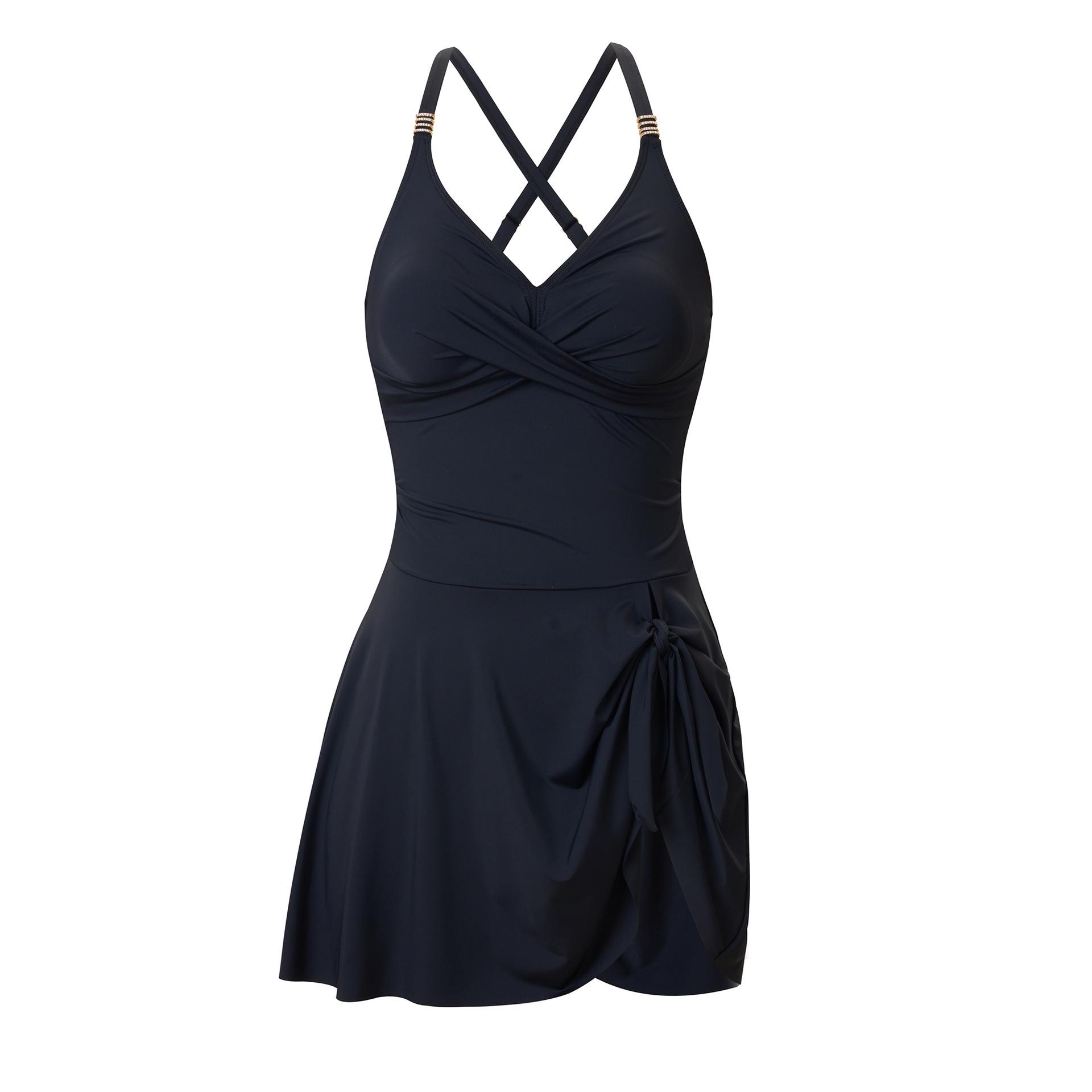 

2025 Европейский и Американский Женский Консервативный Купальник-Юбка для Похудения Цельный - Популярное Бикини для Пляжного Отпуска L