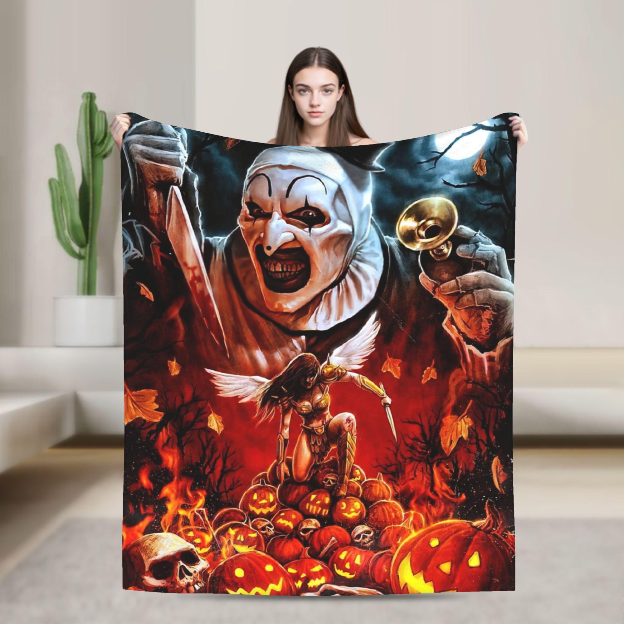 

Terrifier Flannel Blanket Winter Horror Movie Warm Soft Bedding Throws for Child Outdoor Fashion Bedspread Sofa Bed Cover 75x90cm