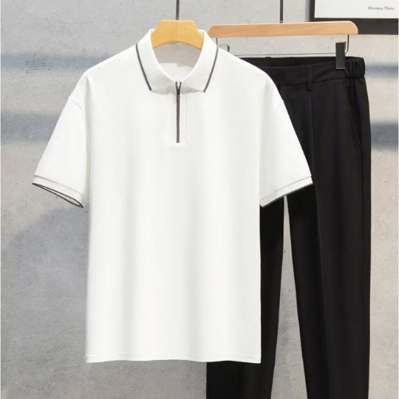 Men Half Zip Short Sleeve Polo Shirt Casual Loose Mens T Shirt