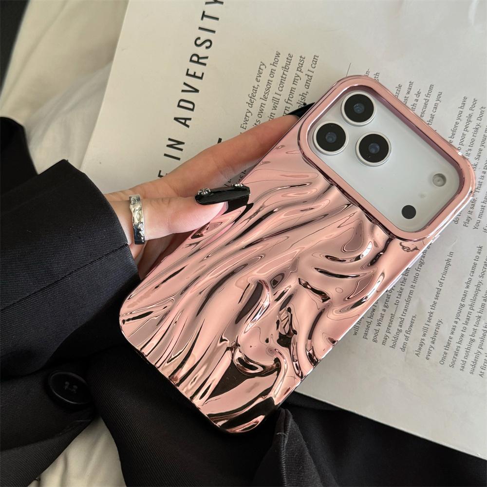 Electroplate 3D Solid Phone Case for Iphone 17 Air 16E 16 15 14 13 12 11 Pro Max Water Ripple Shockproof Tpu Soft Cover