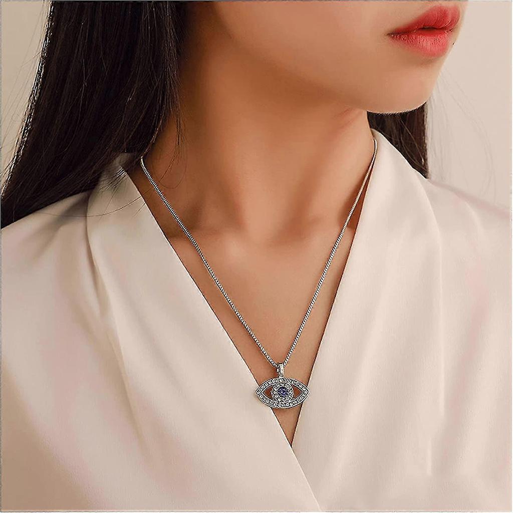 Evil Eye Pendant Necklace Thin Box Chain Italian Silver Necklace Long Chain Acsergery Gift