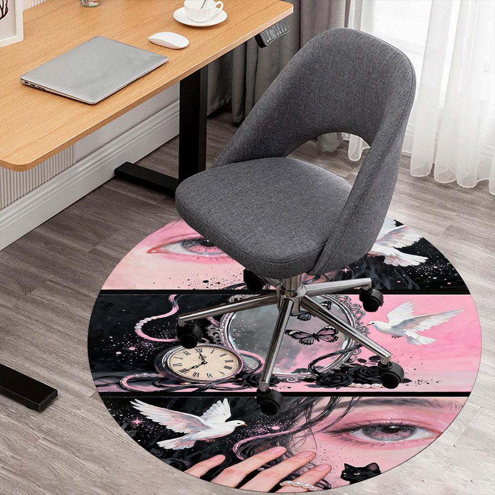 

1pc Fantasy Art Butterfly Round Chair mat office Area Rug - Non-Slip, Floor Mat for Office, Bedroom, and Indoor Decor p127033 80cm by 80cm