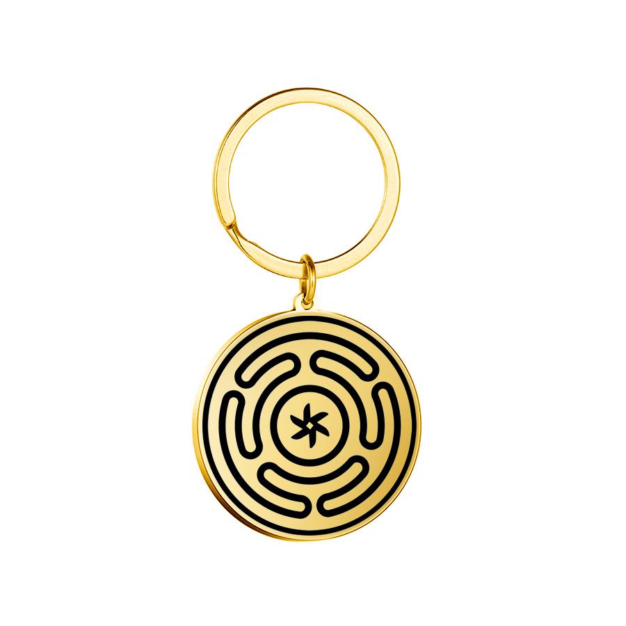 Dawapara Archangels Sigil Talisman Keychain Metatron Witchcraft Triple Moon Pentagram Pendant Stainless Steel Jewelry