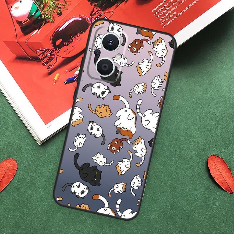 Cute Cartoon Cat Case For OPPO Reno 7 8 Lite 8T 10 11 12 13 Pro 12F 13F 14F OPPO Find X8 X6 X5 X9 Pro Cover