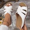 Dámské ležérní pantofle na klínku Léto 2025 Lehké protiskluzové plážové sandály Dámské tkané platformové pantofle z PU kůže Plus size