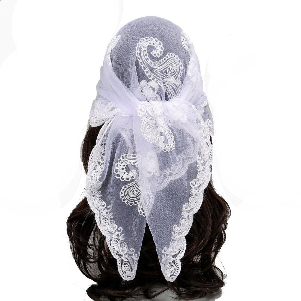 Embroidered Lace Embroidery Square Scarf Thin Lace Trim Lace Headwrap Hair Wrap Breathable Fabric Cashew Flower Bandana