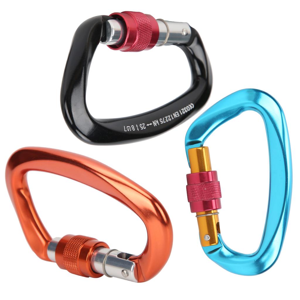 Mountaineering D Locking Carabiner Clips Alloy Heavy Duty Carabiner for