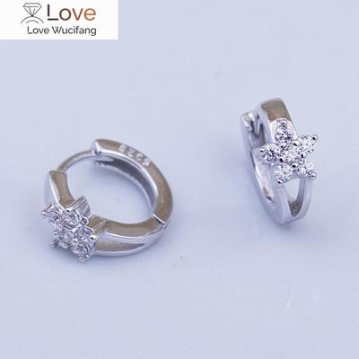 Boucles d'oreilles créoles rondes en argent sterling 925 avec fleur en zircone transparente pour enfants, bébés filles, bijoux pour enfants Aros