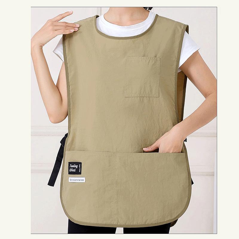 Tablier Gilet Style Japonais Récent Avec Multiples Poches Mâle Femelle Serveur Vêtements de Travail Bretelles Épaules Élargies Réglables Tablier
