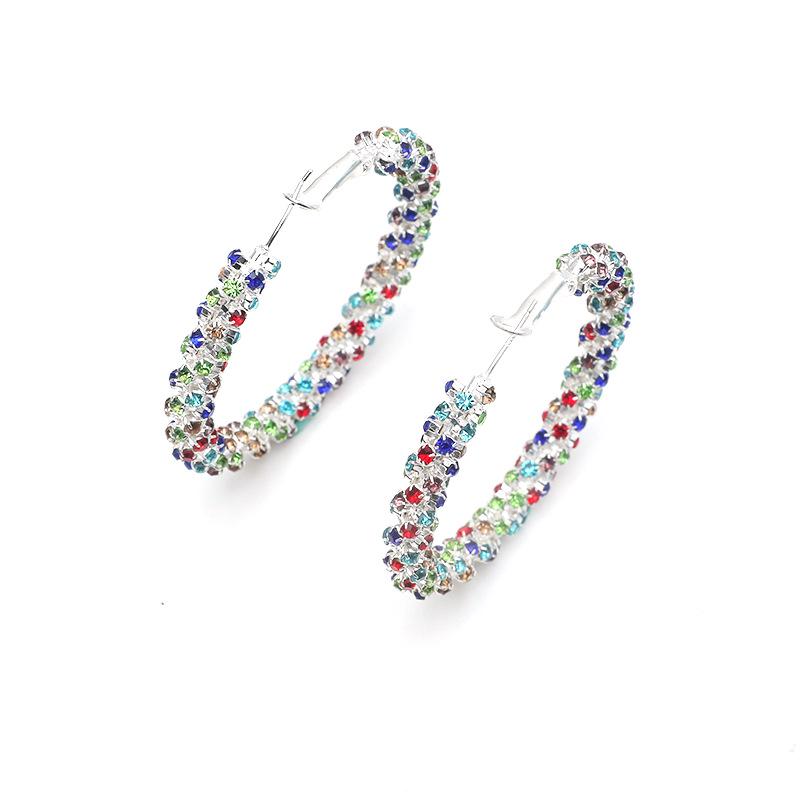 Chic European & American Cross-Border Circle Earrings: Trendy, Slim, Unique, Cold-Style Diamond Design.