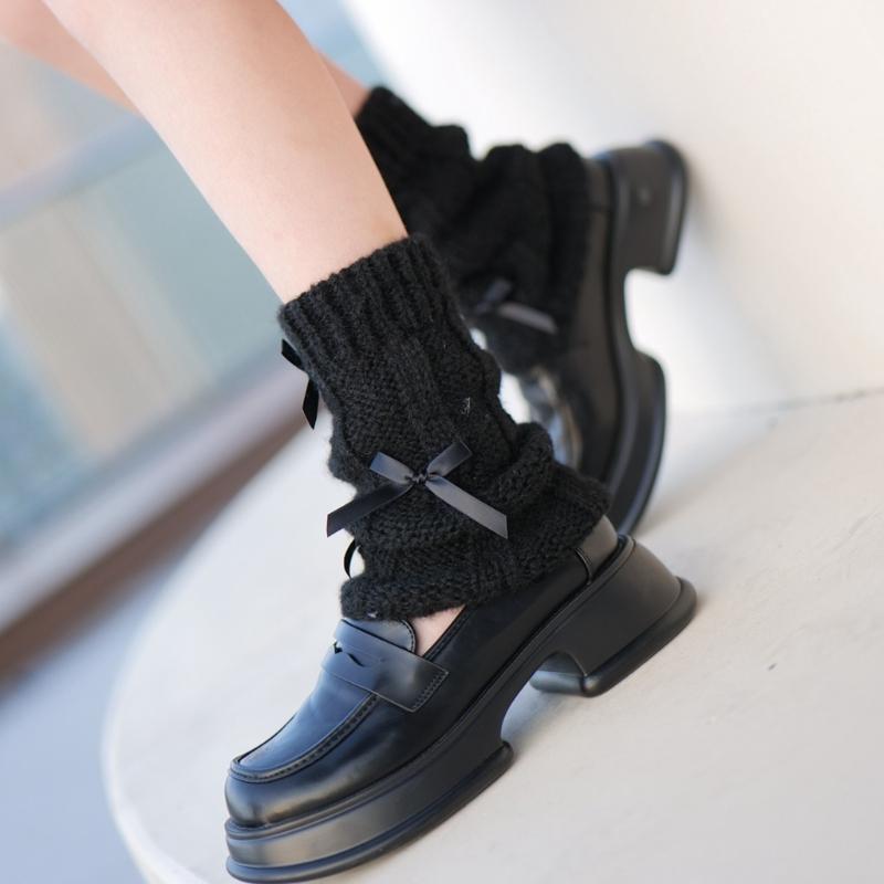 Women Fashion Leg Warmers Bow Knit Long Leg Socks Warm Students Girls 90s Boot Socks Party Casual Y2K Streetwear Gift