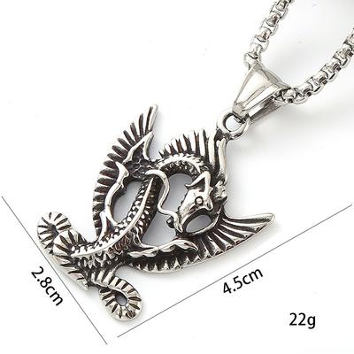 Titanium Steel Dragon Pendant Punk Necklace Retro Trendy Male Titanium Steel Animal Flying Dragon