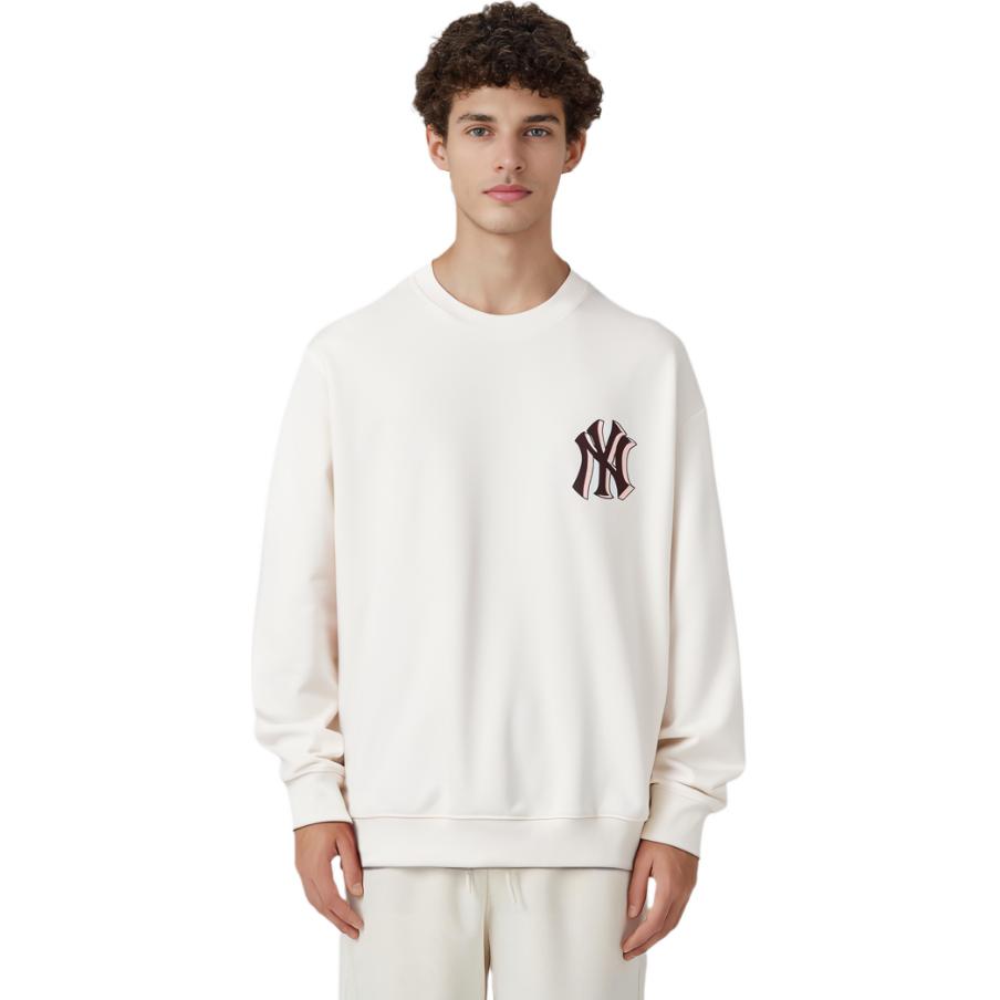MLB New York Yankees Sweatshirts Unisex White Crew Neck Moderate Regular 3AMTM0934-50CRS