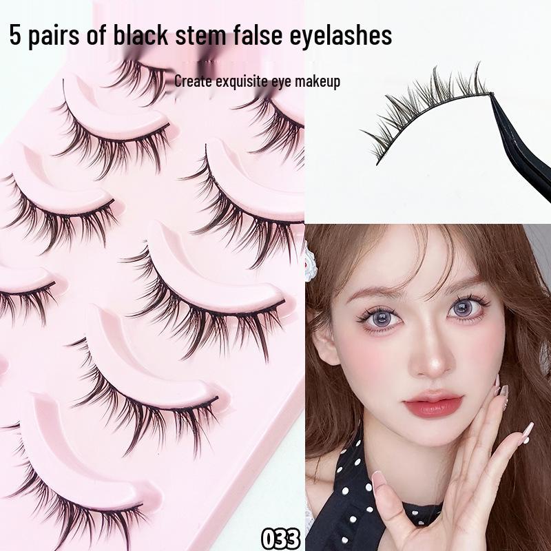 

Natural Style Black Stem False Eyelashes - Five Pairs Comic Photogenic Strip (003)