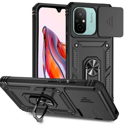 For Xiaomi Redmi 12C Case Slide Camera Protect Armor Phone Case For Xiaomi Redmi 12C 12 C Redmi12C Magnetic Holder Ring Cover