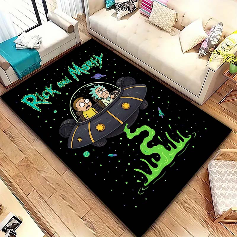 Rick and Morty pattern bedroom, living room, office decorative carpet, family bedroom headboard carpet, door mat, bathroom mat.