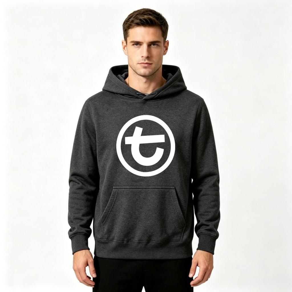 Men's Casual White Ink Heat Transfer Creative Round Number 7 Graphic Printed Hoodie Long Sleeve Pullover Hooded Sweatshirt for Daily Streetwear