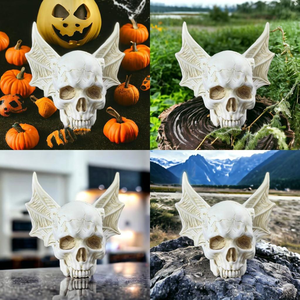 Halloween Themed Bat Skull Resin Decorative Ornaments Creative Home Decor for Living Rooms Bedrooms Courtyards Balconies