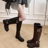 New Platform Knight Boots Women'S Boots Autumn And Winter Retro Boots Thick Heel Thin Knee Boots