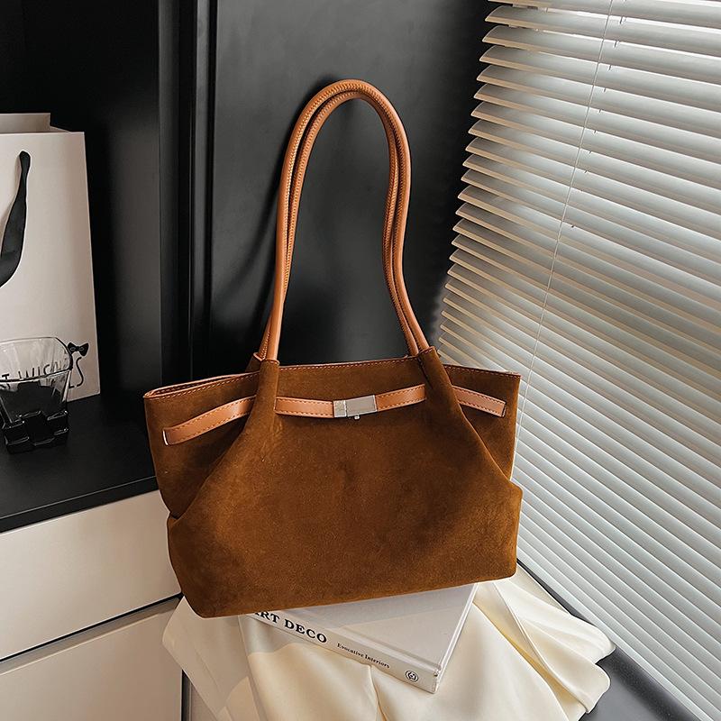 Suede Bag Women's Large Capacity Autumn and Winter Niche Retro Shoulder Bag Portable Tote Bag