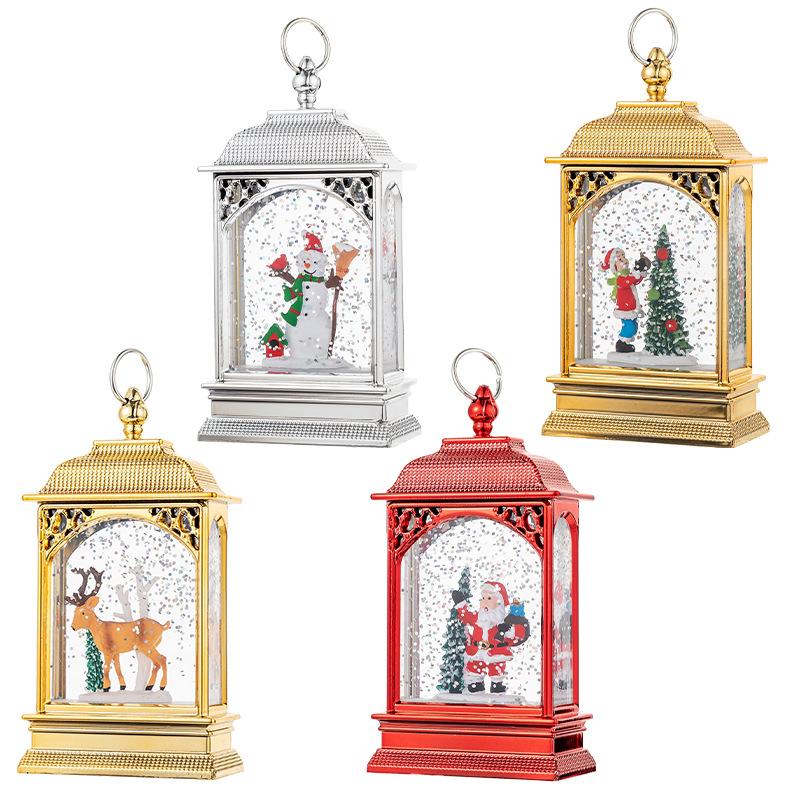 Christmas Decoration Glowing Santa Claus Interior Water-filled Flat Wind Lantern Desktop Ornaments Snowman Christmas Decoration Christmas