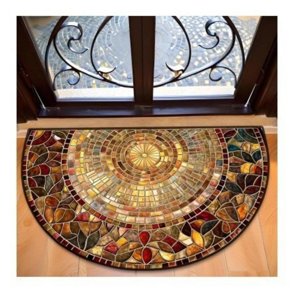 Half Round, Stone Patterned Floor Mat, Thick, Soft, Suede, Suitable for Porch and Living Room Decoration, Machine Washable, Anti Slip, Wear-resistant