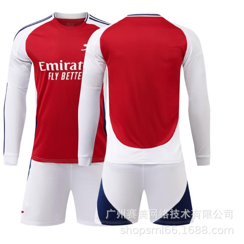 2425 Arsenal s Home Children s Football Uniform Set 7 Saca 8 Oldgao 9 Jesus Jerseys Long Sleeves 26#