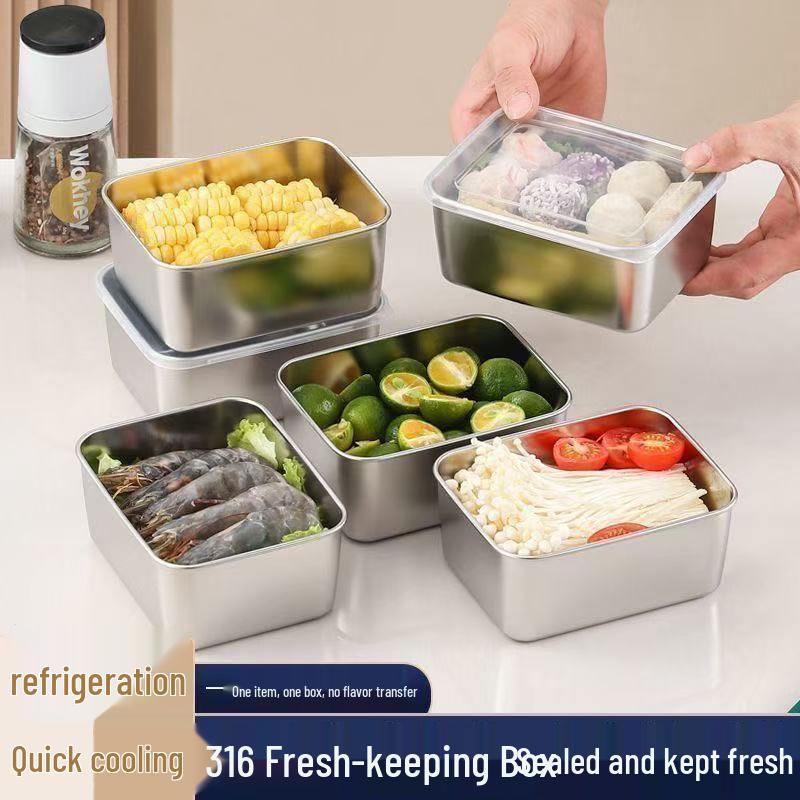 Stainless Steel Square Food Storage Container with Transparent Lid