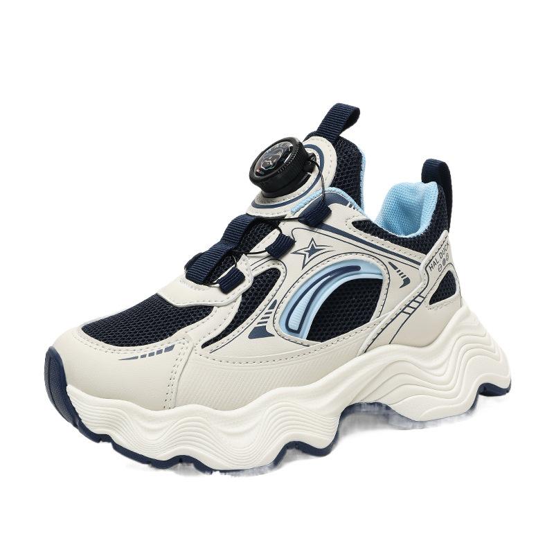 Little yellow duck boys' shoes 2025 new spring and autumn children's sports shoes rotating buckle girls' shoes platform children's dad shoes