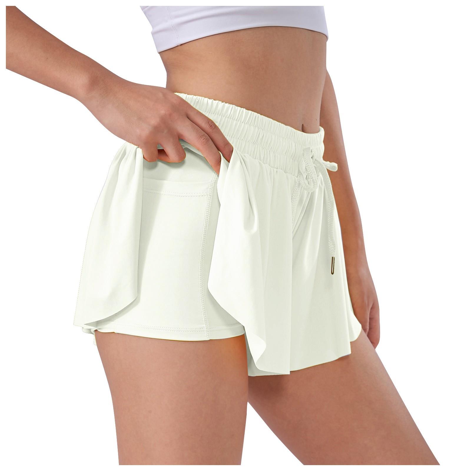 

Women s Flowy Athletic Shorts Gym Yoga Workout Running Sweat Absorbing Hakata Comfortable Casual Wear Summer XL білий