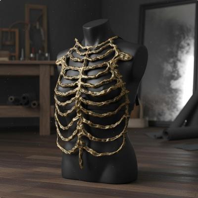 Skeleton Rib Structure Vest Adjustable Costume Piece Flexible Torso