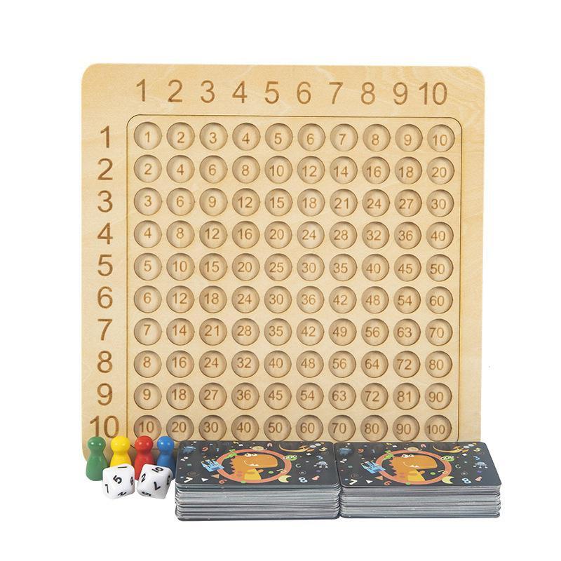 Montessori Wooden Multiplication Board Game Children Math Educational Toys Counting Hundred Board Interactive Thinking Game