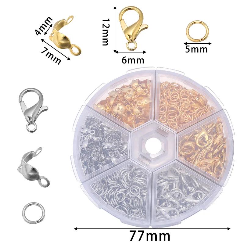 1Box Jewelry Making Kit Lobster Clasp Open Jump Rings End Crimps Beads Box Sets Handmade DIY Bracelet Necklace Findings Supplies