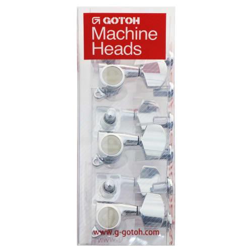 GOTOH Guitar Tuners, Rotomatic Type, Magnum Lock Trad, 01 Button, 3+3, Chrome (07202CYTX) SG381-MG-T-01-3+3-C
