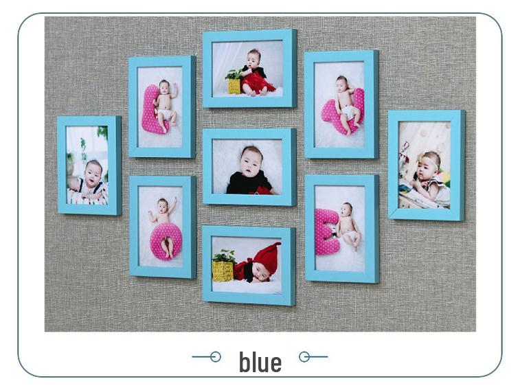 7-Zoll Minimalistisches Modernes Neun-Gitter Wand-Fotorahmen-Set – Stanzfreie Wohnzimmerdekoration
