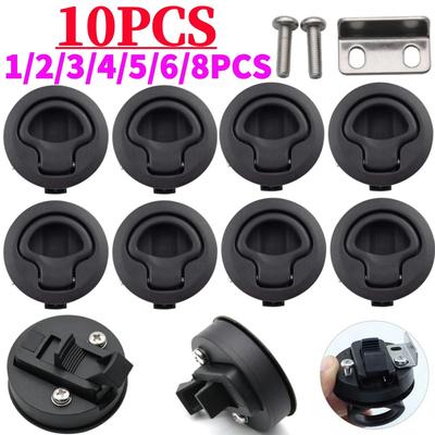 1-10Pcs Boat Door Latch Flush For Boat Pull Latch Plastic Marine Round 61*61*25mm Flush RV Handle Lock Boat Accessories