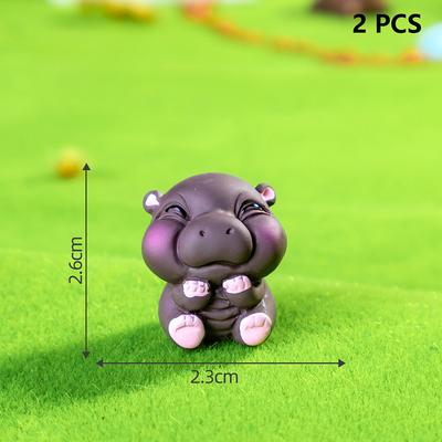 2Pcs Desktop Decoration  Simulated Pigmy Hippopotamus Eye-Catching Action Figure Trendy Ornament Cute Figurine