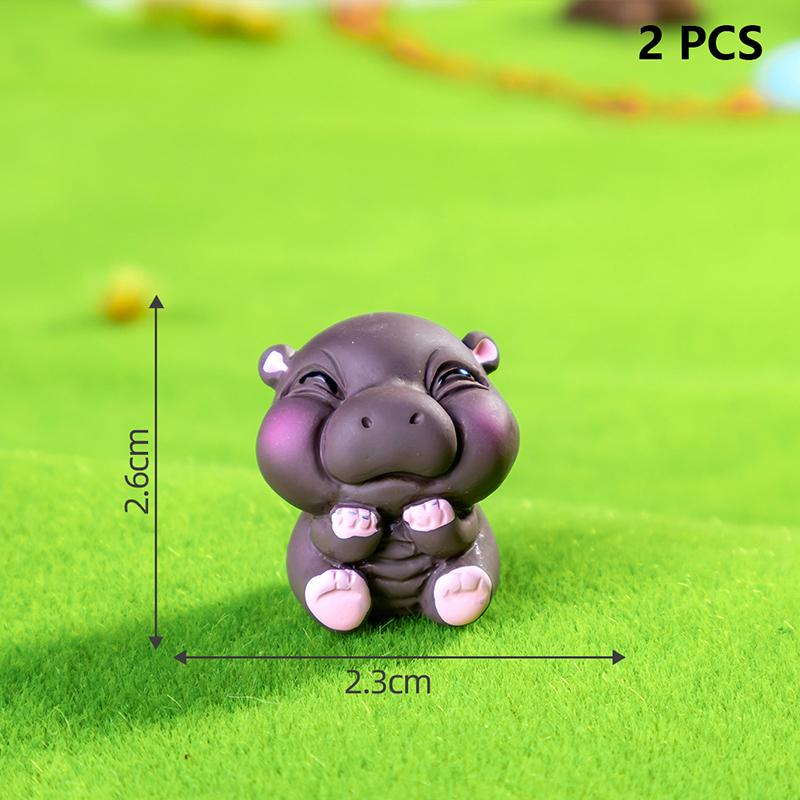 2Pcs Desktop Decoration  Simulated Pigmy Hippopotamus Eye-Catching Action Figure Trendy Ornament Cute Figurine