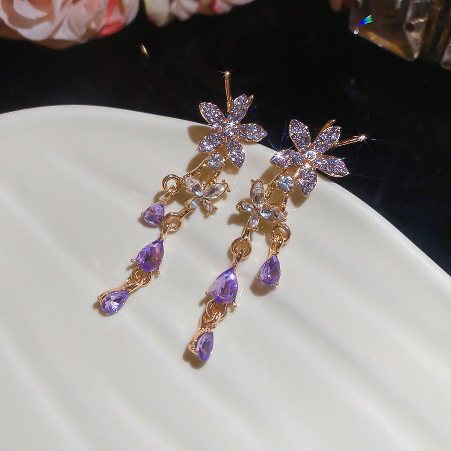 Diamond Crystal Star Tassel Pearl Earrings: Luxurious High-end Fashion Studs