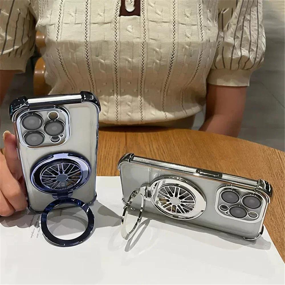 Rotating Gyroscopic Luxury Magnetic Bracket Phone Case For Coque Honor 200 100 90 80 70 60 Pro Plating Clear Bumper Cover