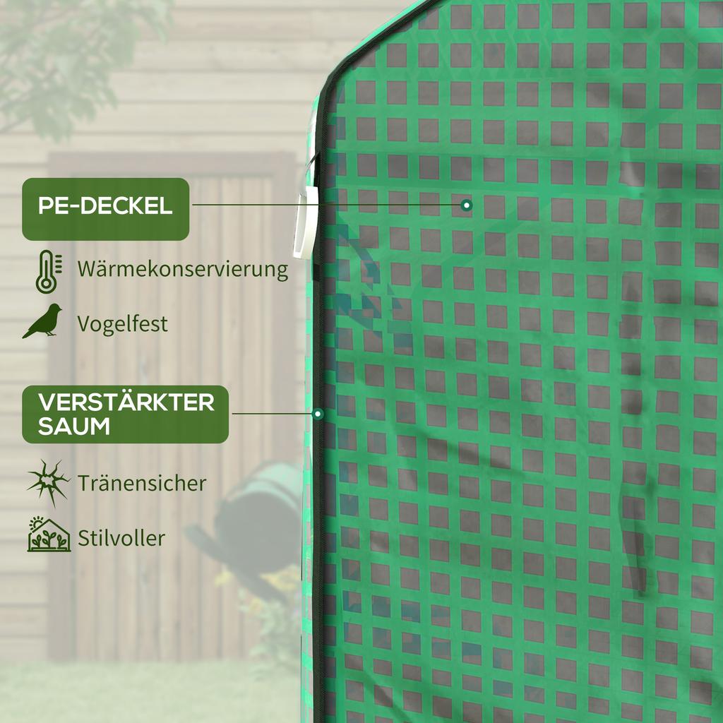 Greenhouse Cover Replacement Walk-in PE Hot House Cover with Roll-up Door and Windows, 140 x 143 x 190cm, Green