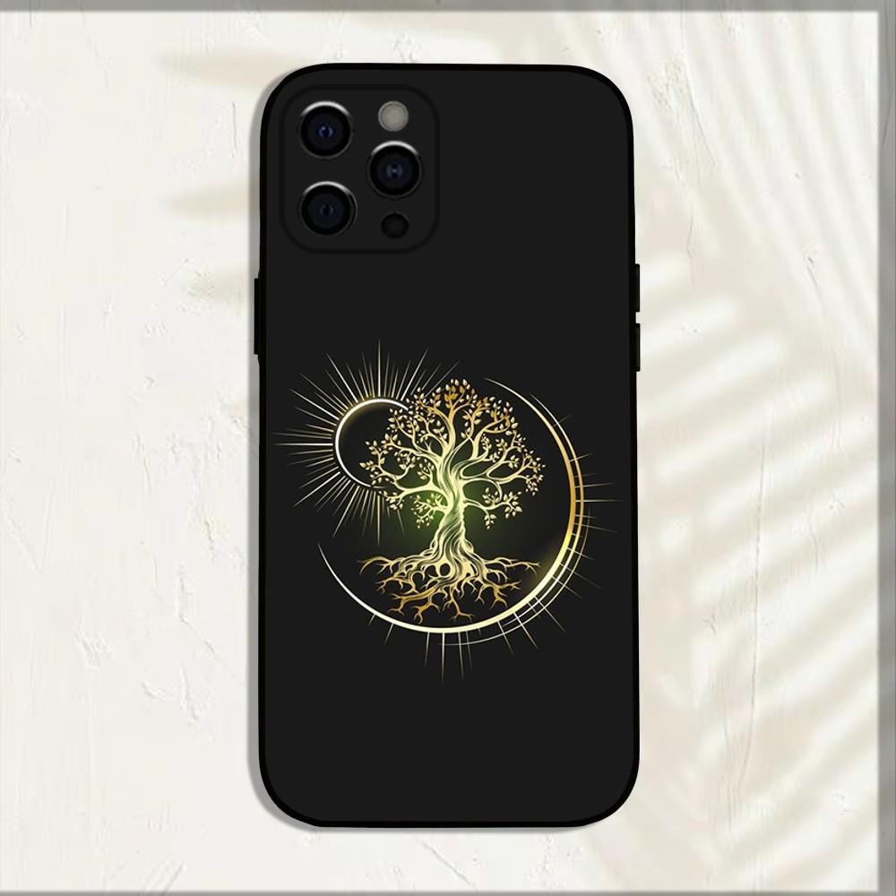 Tree of Life Space Phone Case For iPhone 16,15,14,13,12,11,Pro,X,XS,Max,XR,Plus,Mini Soft Black Cover