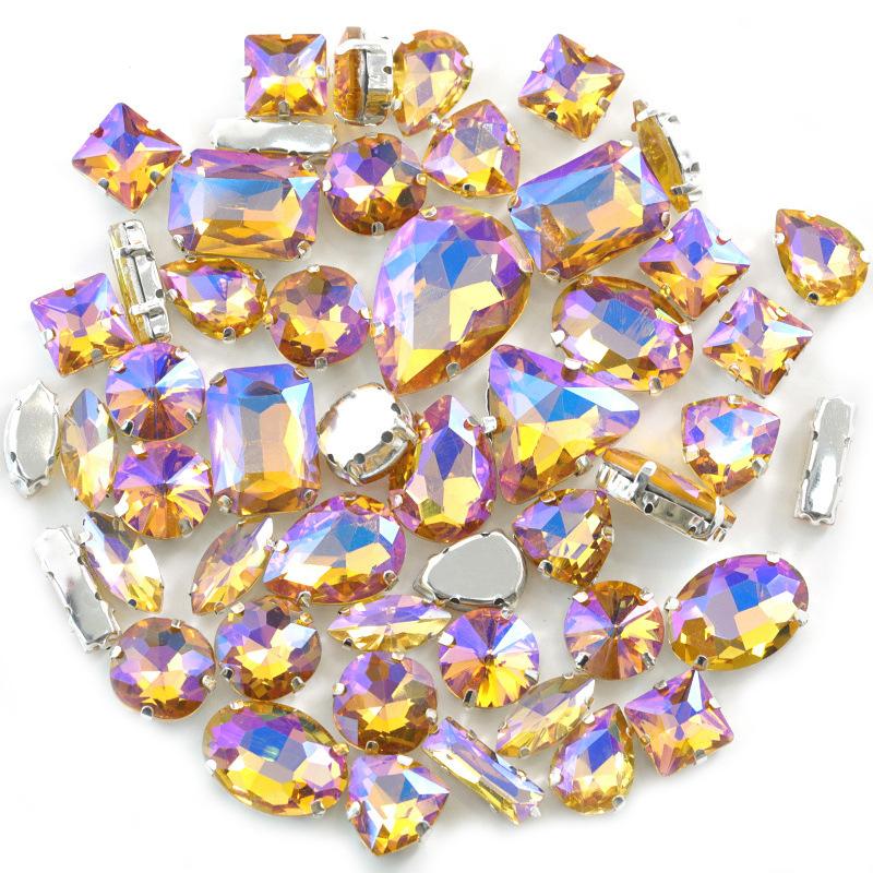 Mixed Claw Drill Glass Plated AB Crystal Sewing Drill Rhinestones Single Claw DIY Jewelry Accessories Wedding Clothing Accessories